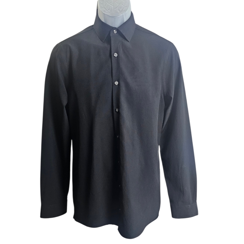 JF J Ferrar Mens Black Dress Shirt Slim Stretch Small 14-14.5 Sleeve 32-33